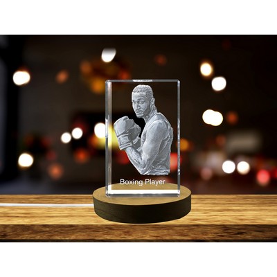 Boxing Player 3D Engraved Crystal Trophy Award - Recognition Keepsake for Sports Fans
