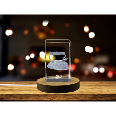 Iron 3D Engraved Crystal Award Trophy w/LED Base Light