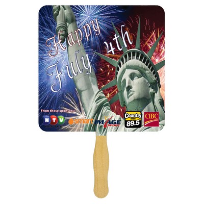 Square Sandwiched Hand Fan (2 Side/ four color process imprint)