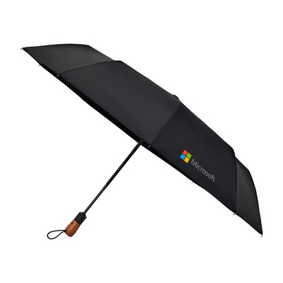 Elements 46" Recycled rPET Auto Open/Close Folding Umbrella - Black