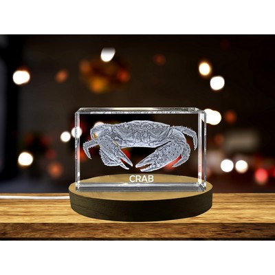 Crab 3D Engraved Crystal Sculpture - Ideal for Ocean Lovers and Marine Decor