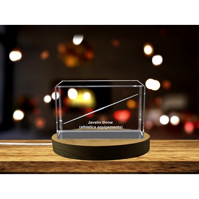 Javelin Thrower 3D Engraved Crystal Trophy Award w/LED Base - Sports Recognition