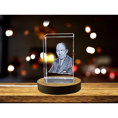 Edwin Armstrong 3D Engraved Crystal Trophy Award - Recognition for Tech Innovators
