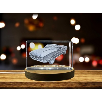 Chevrolet Camaro (1966-1969) 3D Engraved Crystal w/LED Base - Recognition of a Classic