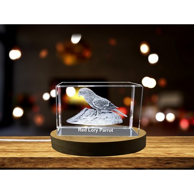 Vivacious Crystal Red Lory Trophy w/LED Base for Bird Lovers