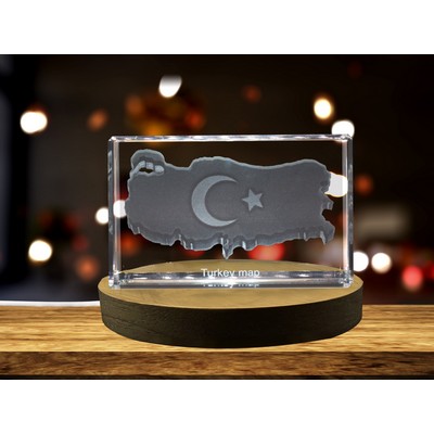 Turkey 3D Engraved Crystal Trophy Award w/LED Base Light