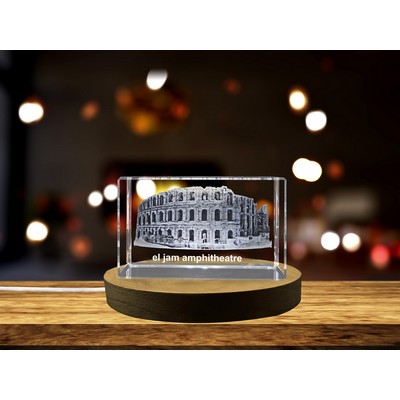 El Jam Amphitheater 3D Engraved Crystal Trophy Award - Recognizing Tunisia's Architectural Elegance