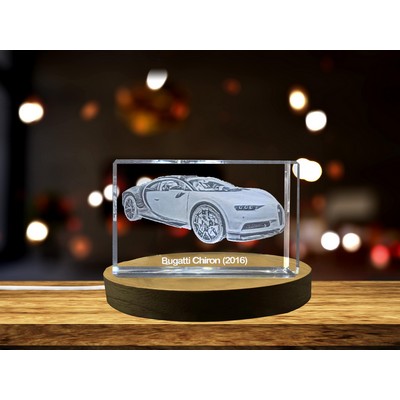 2016 Bugatti Chiron Supercar 3D Engraved Crystal Trophy - Elegant Recognition Replica