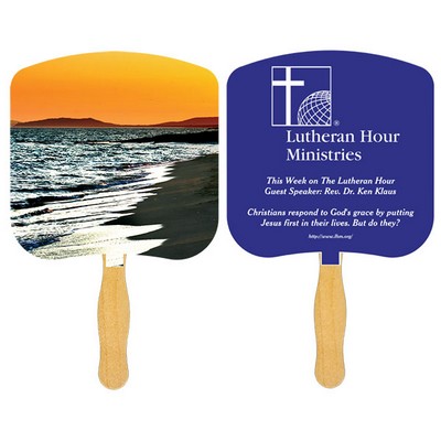Religious Hand Fan/ Shoreline at Sunset