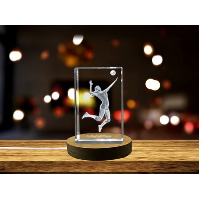 Volleyball Player 3D Engraved Crystal Trophy Award - Recognition Gift