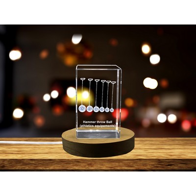 Hammer Throw 3D Engraved Crystal Award Trophy - Recognition Display