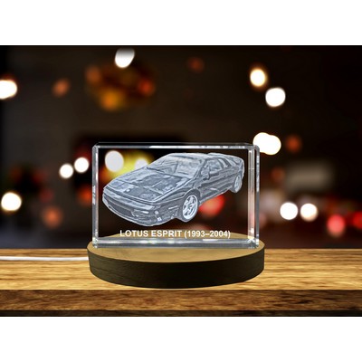 Lotus Esprit 3D Engraved Crystal Trophy Award - Iconic 1993-2004 Design