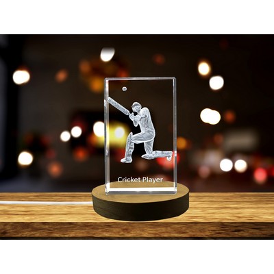 Cricket Player 3D Engraved Crystal Trophy Award