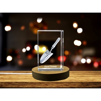 A Faceted Crystal Hand Trowel Award w/LED Base Light - Elegant Gardening Art