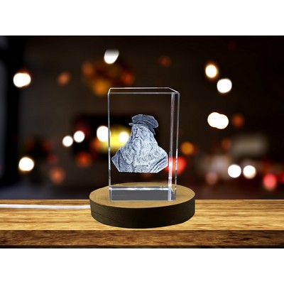 Leonardo Da Vinci Engraved Crystal Trophy