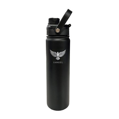 Lucania 2.0, 24oz double wall stainless steel vacuum bottle matte black - etch