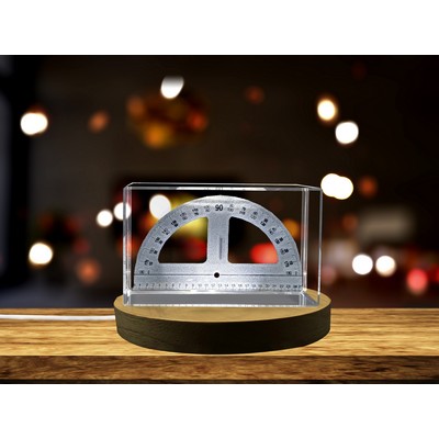 Protractor Engraved Crystal Award - Geometric Art for Collectors