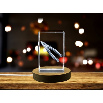 Faceted Crystal Pliers Trophy Award w/LED Light Base - Recognition of Artistry