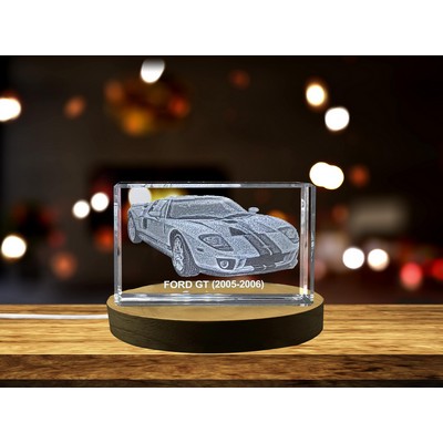 Ford GT Supercar (2005-2006) 3D Engraved Crystal Award w/LED Base Light